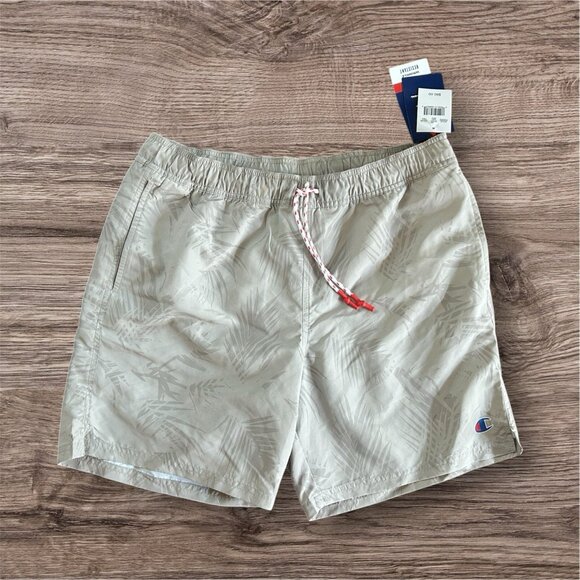 Champion Mens Palm Beach Swim Shorts Mesh Lined NWT Sz M Tan Pockets - Picture 1 of 9